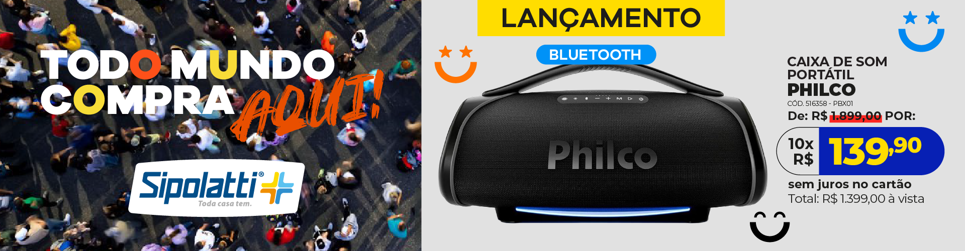 Caixa de Som Bluetooth Philco Boombox 300W PBX01