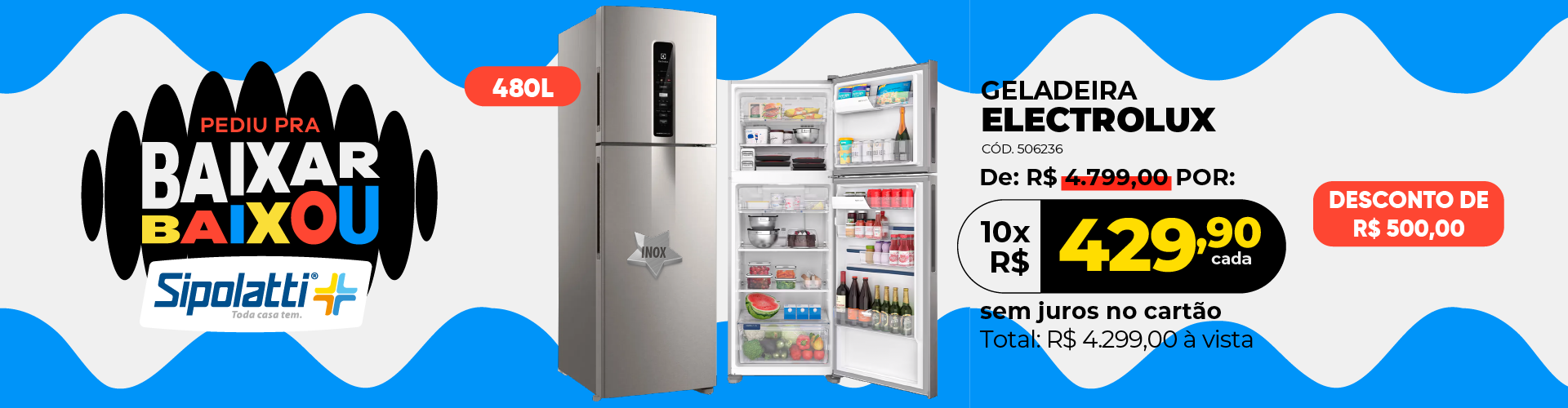 Geladeira Electrolux Frost Free Inverter 480L IT70S Inox Look