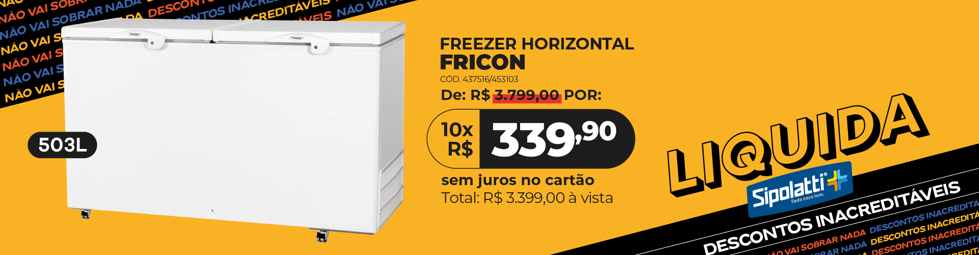 Freezer Horizontal Fricon 2 portas HCED 503 Litros com dupla ação