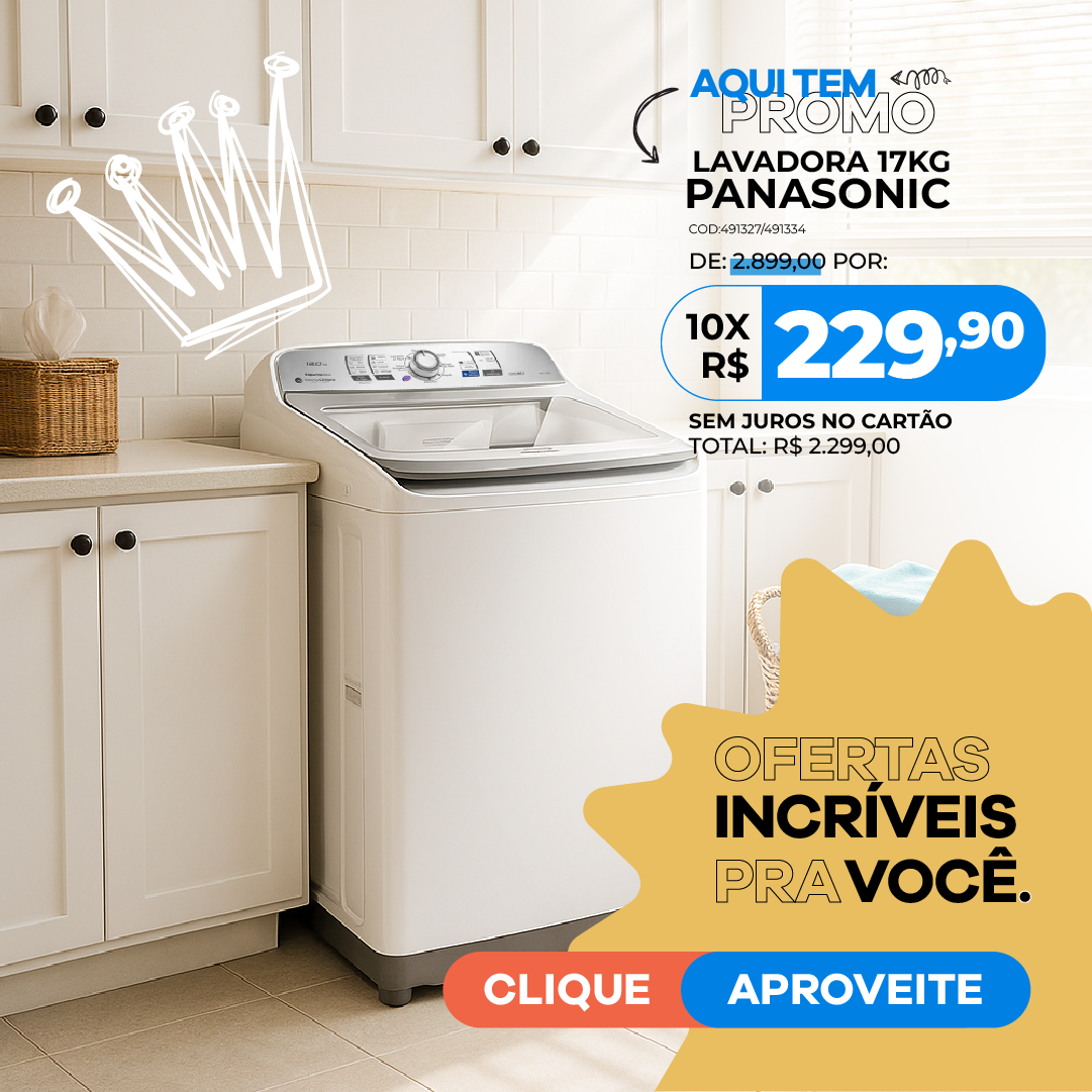 Máquina de Lavar 17kg Panasonic - Sistema Ciclone e Função Vanish NA-F170B7W