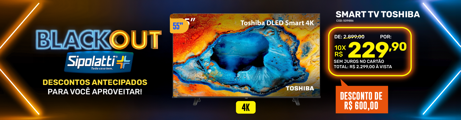 Smart TV 55" Toshiba DLED 4K Dolby Audio TB030M