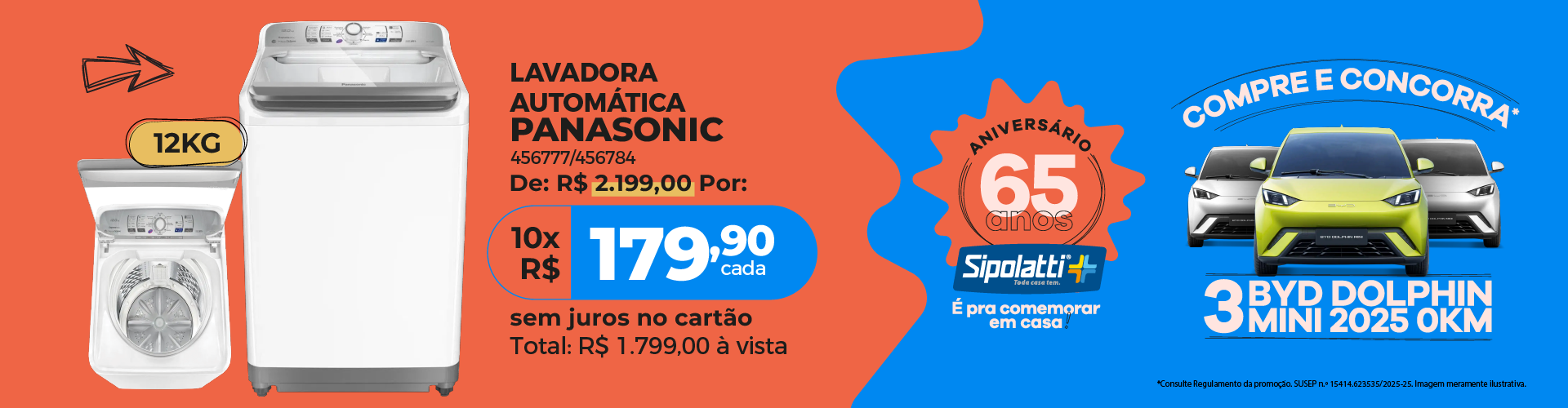 Lavadora de Roupas Panasonic 12Kg NA-F120B1 Lavagem Ciclone, Programa Vanish