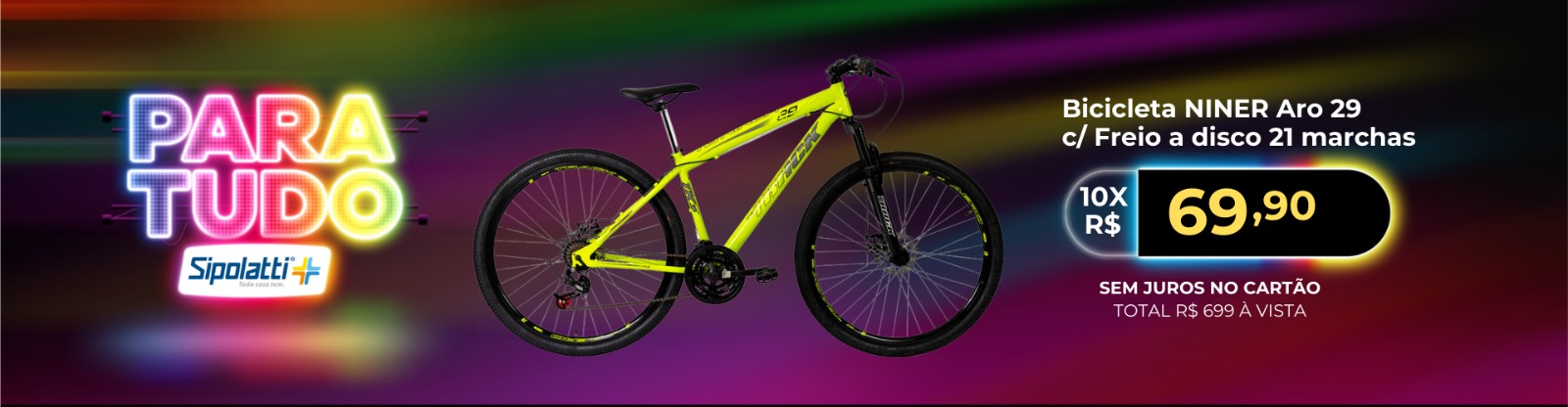 Bicicleta Track Bikes NINER Aro 29 com Freio a disco 21 marchas - Amarelo Neon
