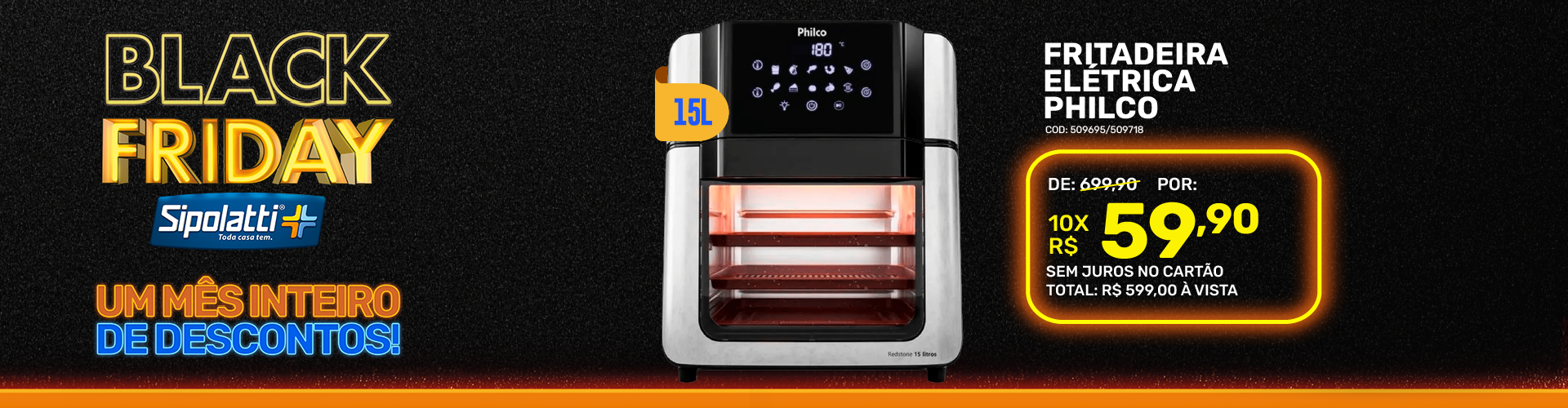 Fritadeira Air Fryer Oven Philco 15 Litros 1900W PAF15A