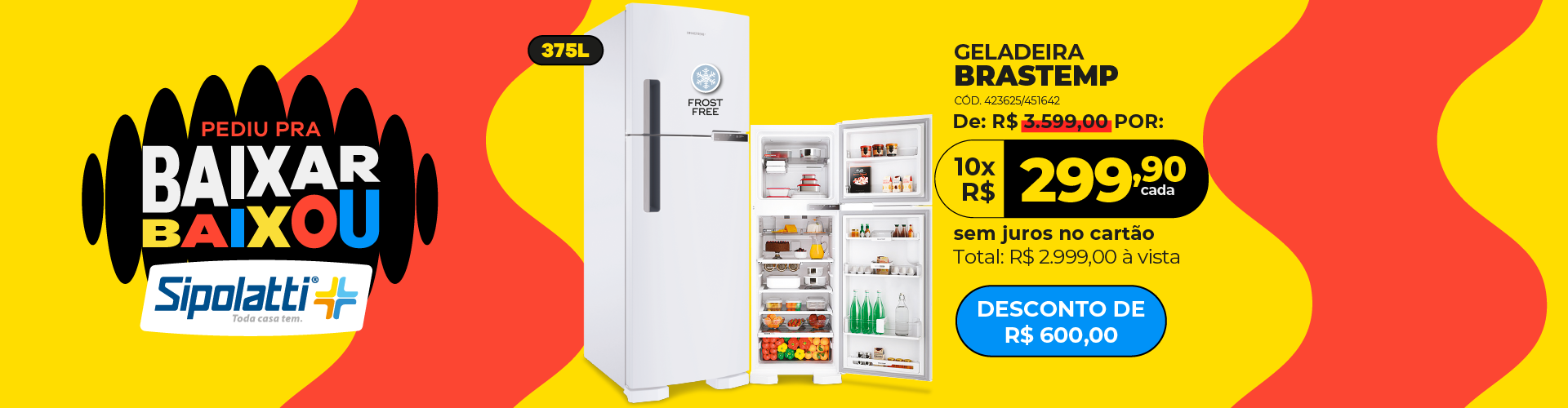 Geladeira Brastemp Frost Free Duplex 375L Cor Branca com Compartimento Extrafrio Fresh Zone BRM44HB