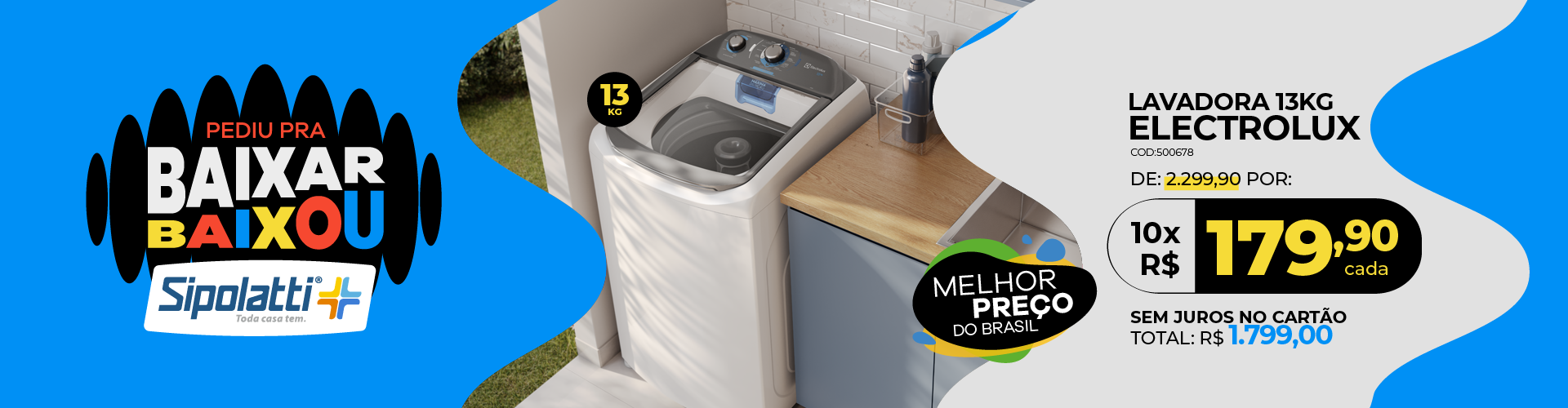 Máquina de Lavar Electrolux 13Kg Efficient Branco LDA13