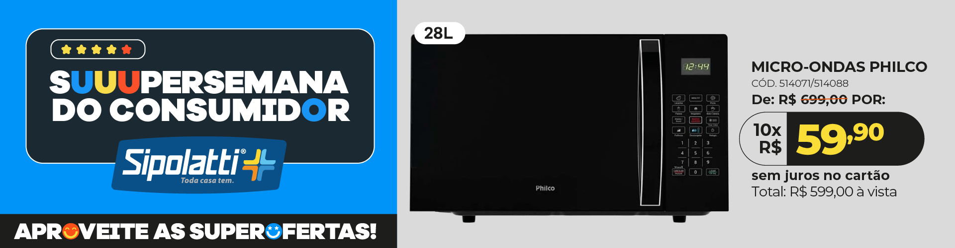 Micro-ondas Philco 28 Litros PMO30P Preto