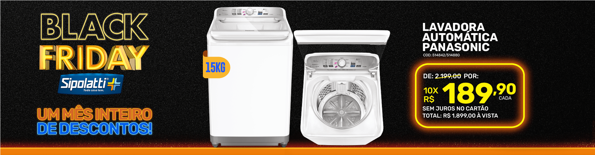 Máquina de Lavar 15kg Panasonic Branco NA-F150B1WA